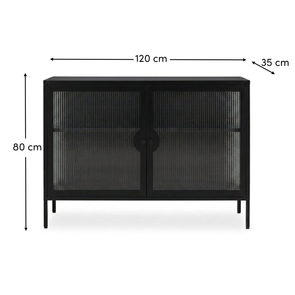 Indiana Black Metal 2 Door Sideboard - 120cm