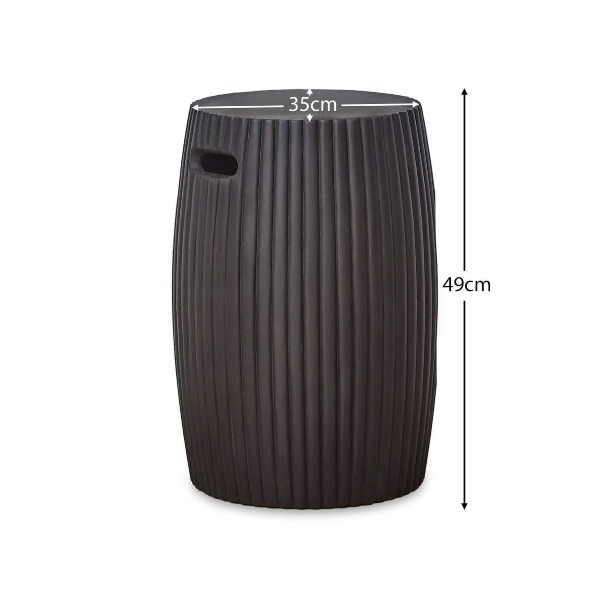 Jabari 35cm Garden Side Table - Lava Black