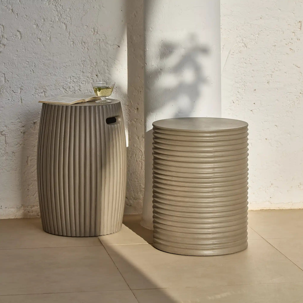 Carlotta Round Concrete Garden Side Table - Dark Grey