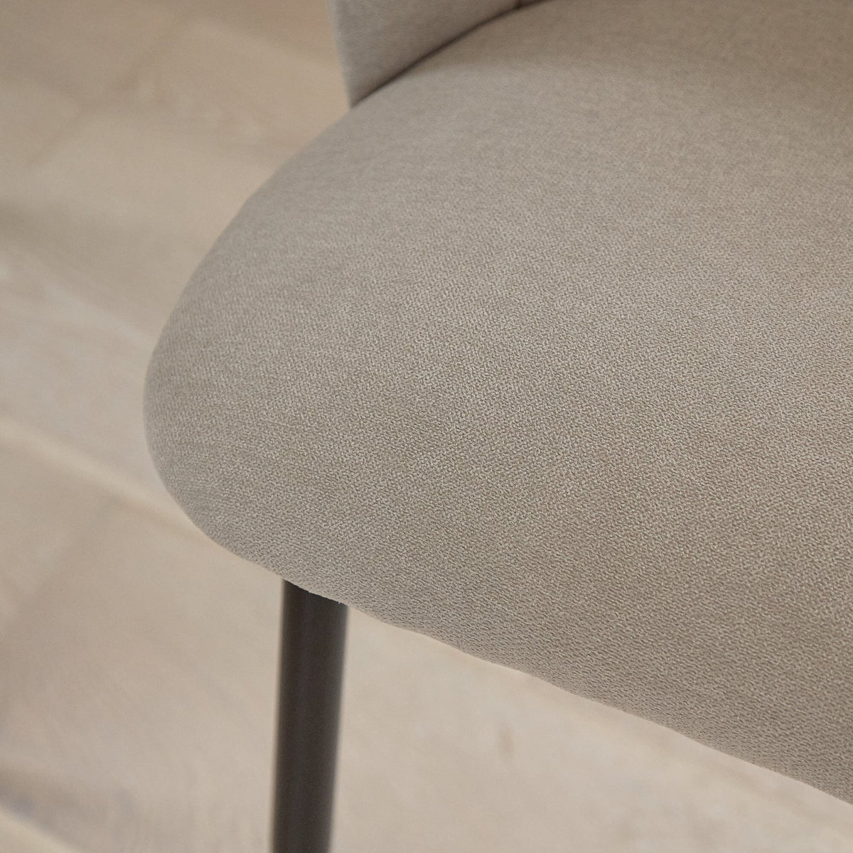 Cleo Soft Beige Dining Chairs - Set of 2 - Black Legs