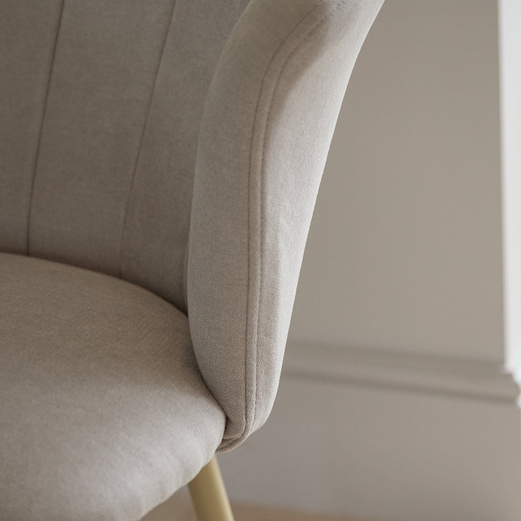OUTLET - Cleo Soft Beige Dining Chairs - Set of 2 - Gold Legs