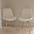 Bella Light Beige Boucle Dining Chairs - Set of 2 - Chalked Mango Wood Legs