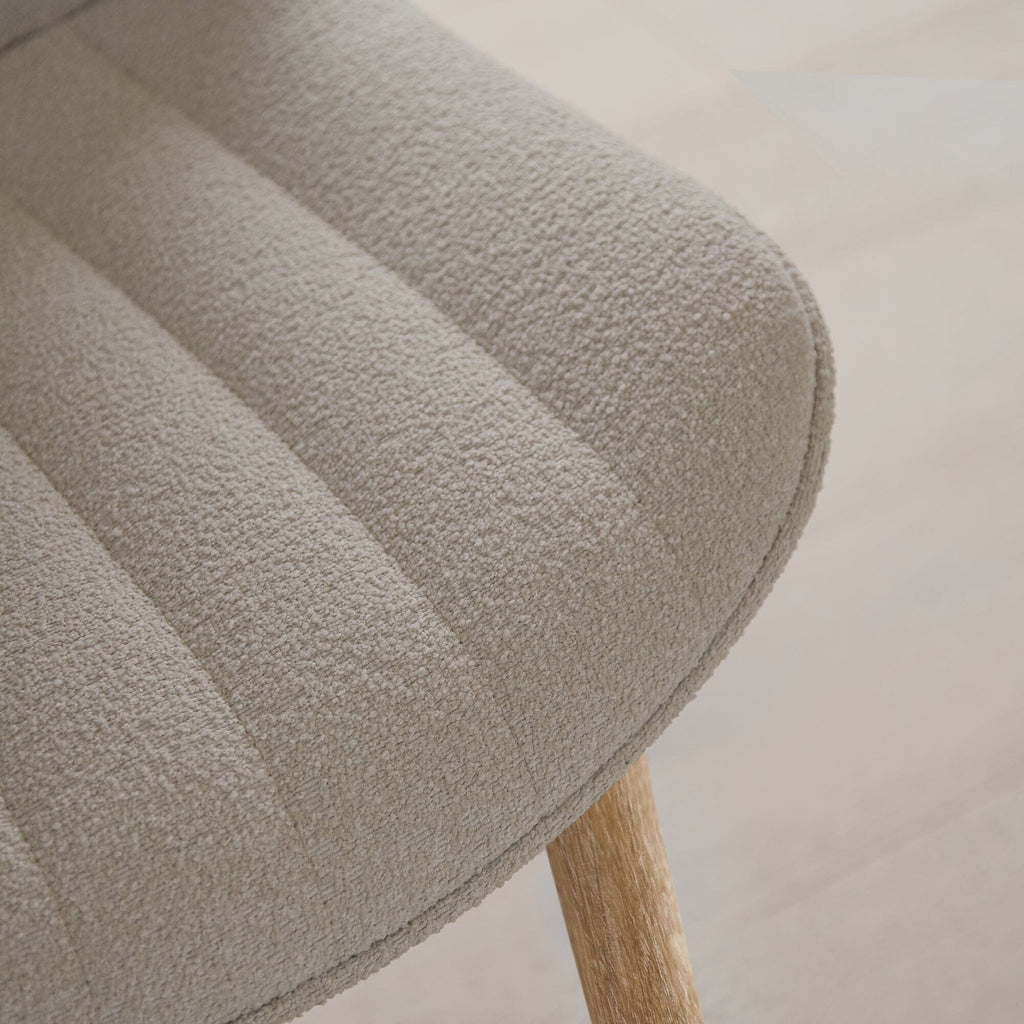 Bella Light Beige Boucle Dining Chairs - Set of 2 - Chalked Mango Wood Legs