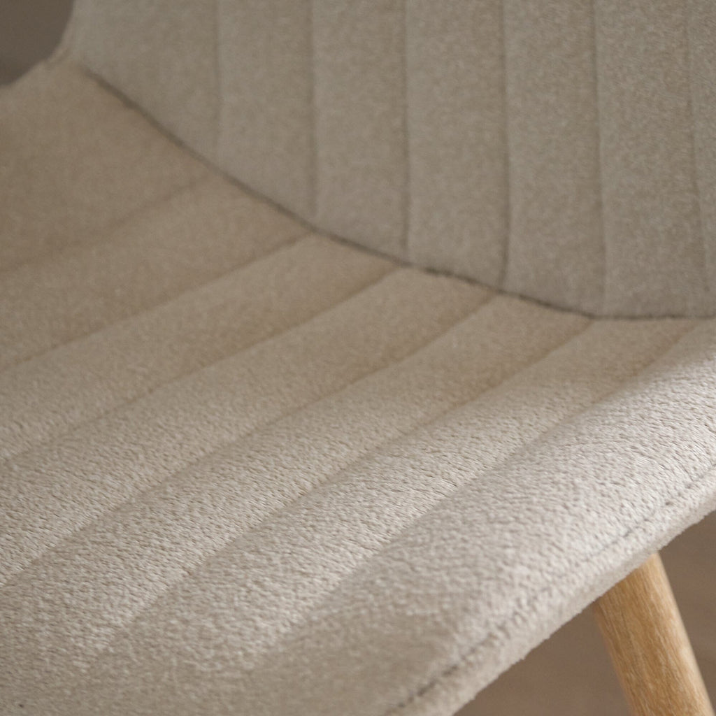 Bella Light Beige Boucle Dining Chairs - Set of 2 - Chalked Mango Wood Legs