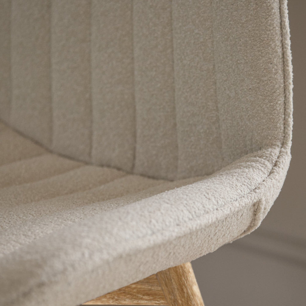 Bella Light Beige Boucle Dining Chairs - Set of 2 - Chalked Mango Wood Legs