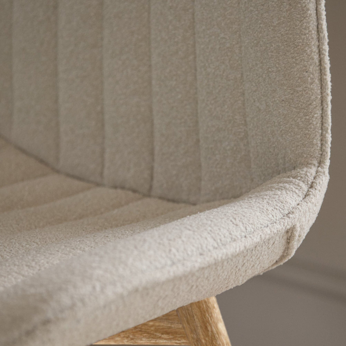 Bella Light Beige Boucle Dining Chairs - Set of 2 - Chalked Mango Wood Legs
