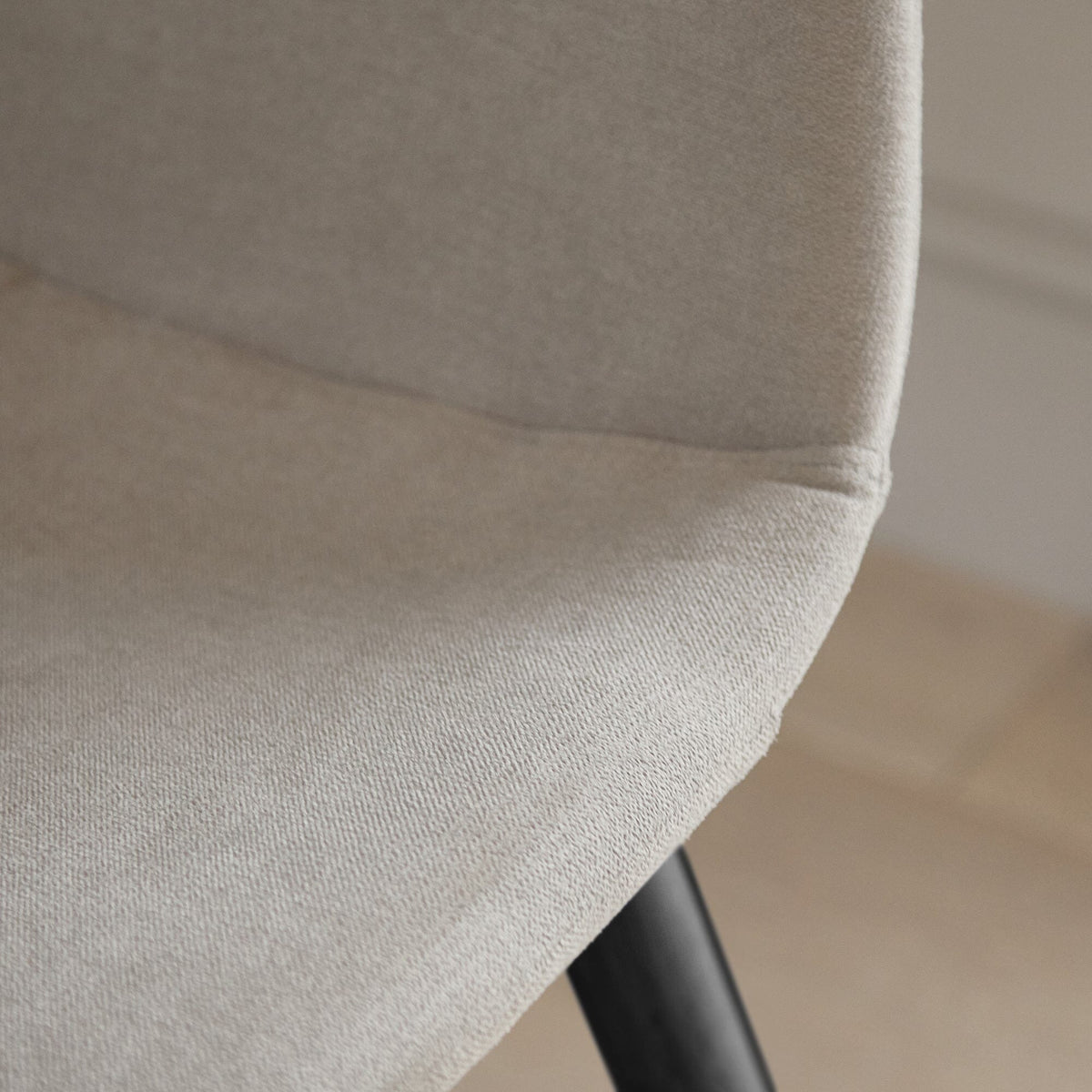 Ellis Soft Beige Dining Chairs - Set of 2 - Black Oak Legs