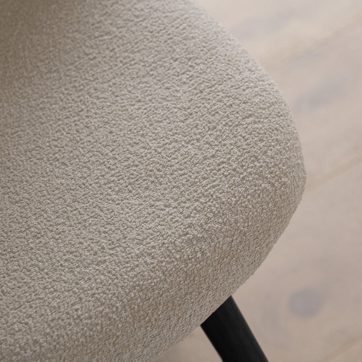 Ellis Light Beige Boucle Dining Chairs - Set of 2 - Black Oak Legs