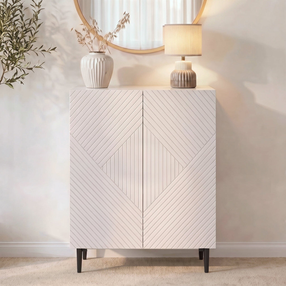 Jack 2 Door Small Sideboard - Geometric White