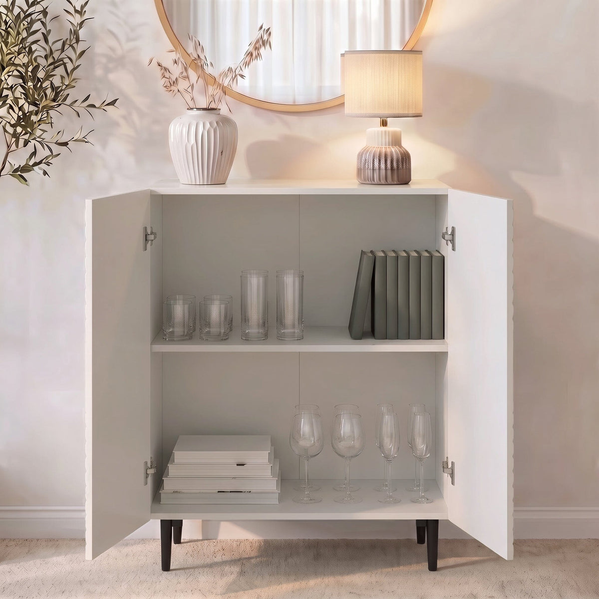 Jack 2 Door Small Sideboard - Geometric White