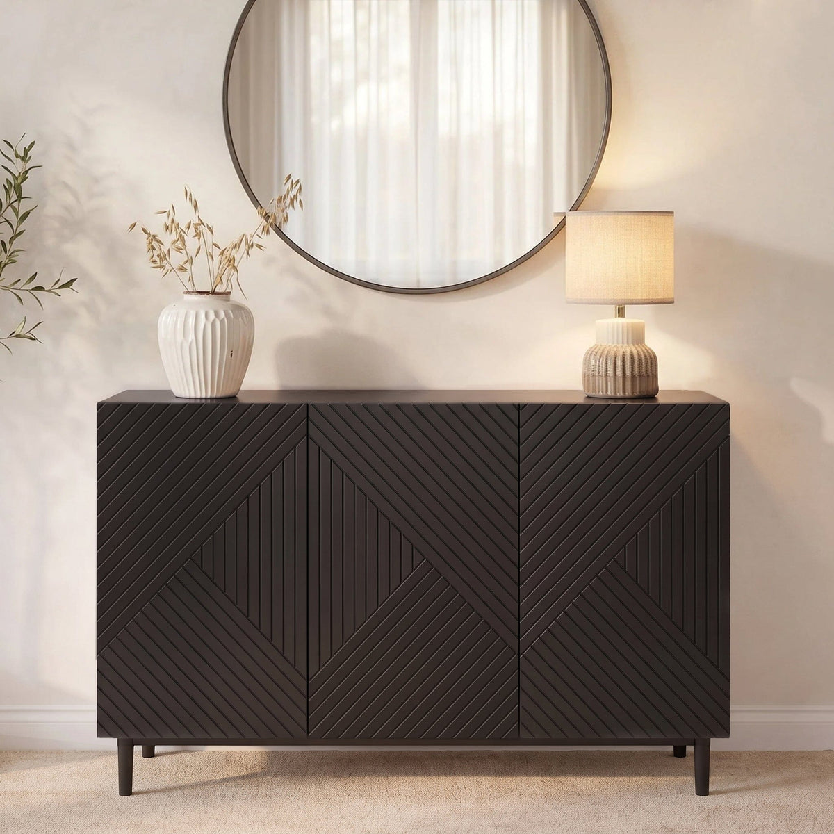 Jack 3 Door Large Sideboard - Geometric Black