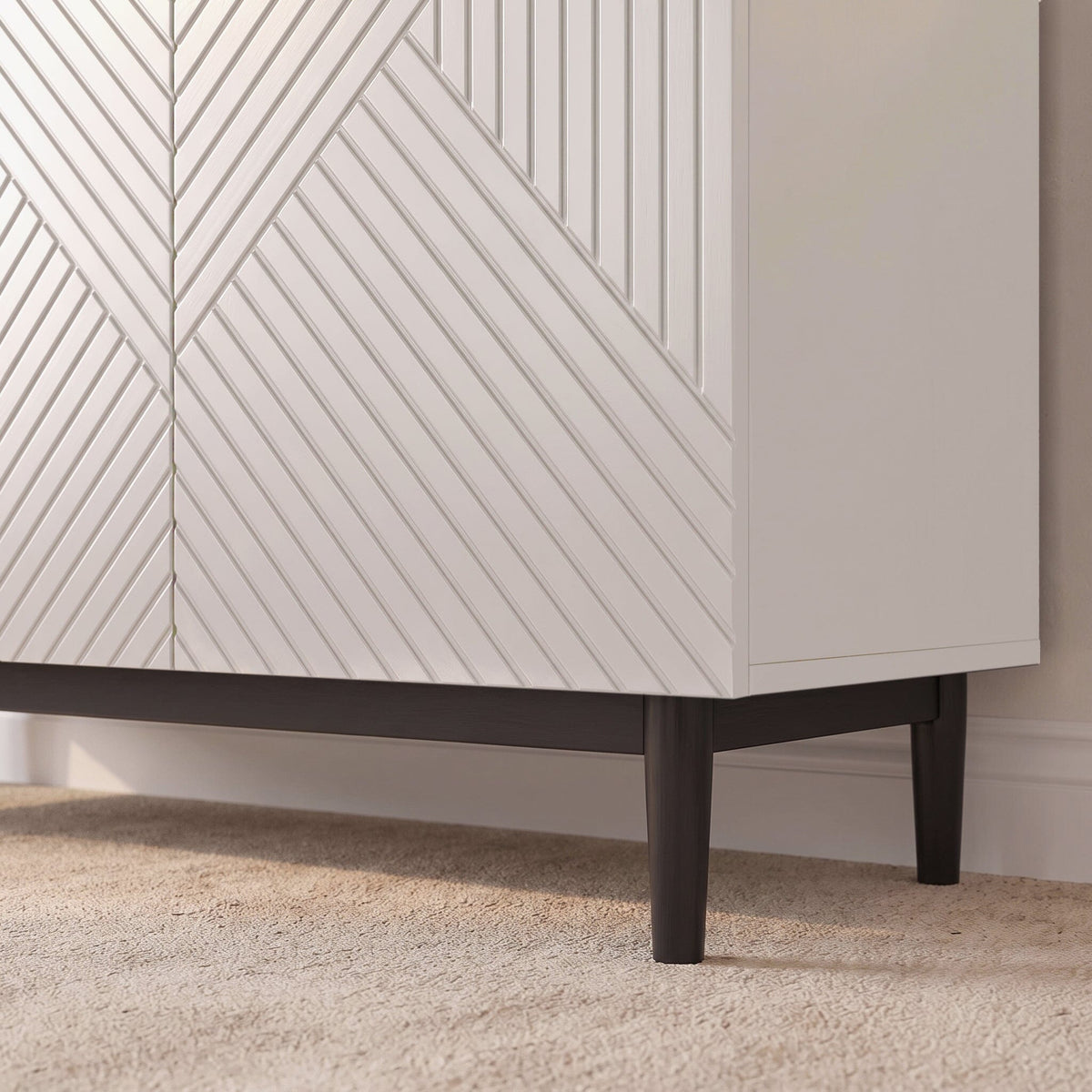 Jack 3 Door Large Sideboard - Geometric White