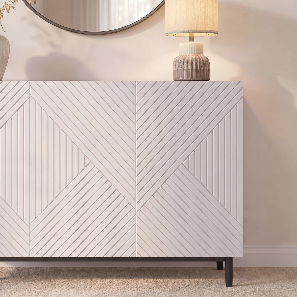 Jack 3 Door Large Sideboard - Geometric White