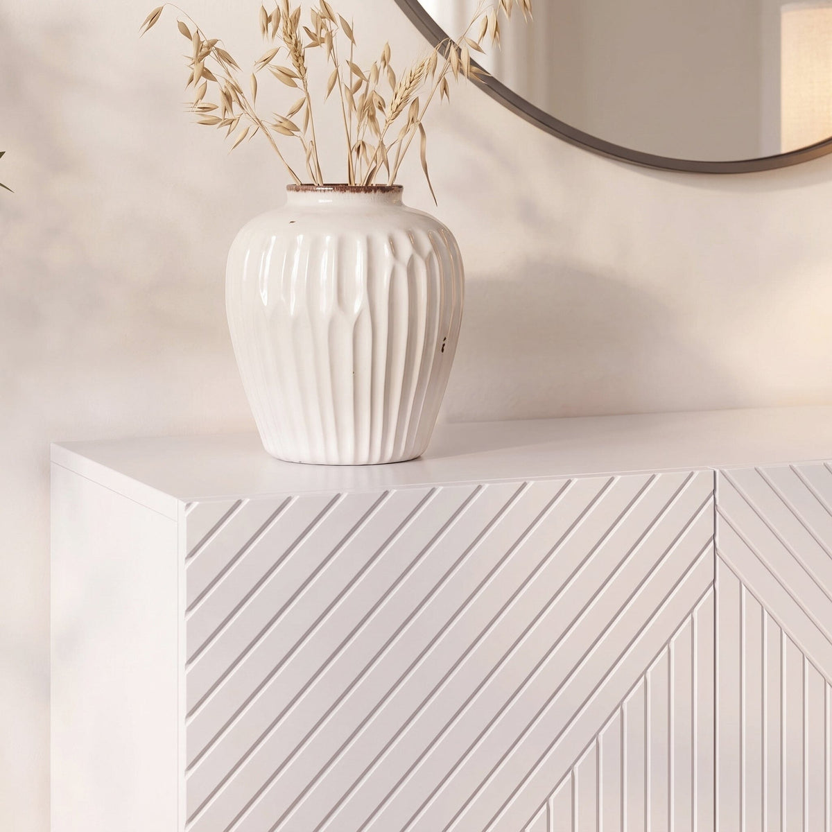 Jack 3 Door Large Sideboard - Geometric White