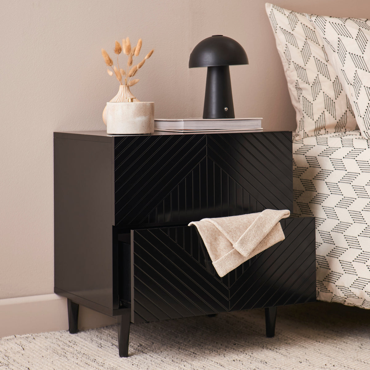 Outlet - Jack Bedside Table - Black