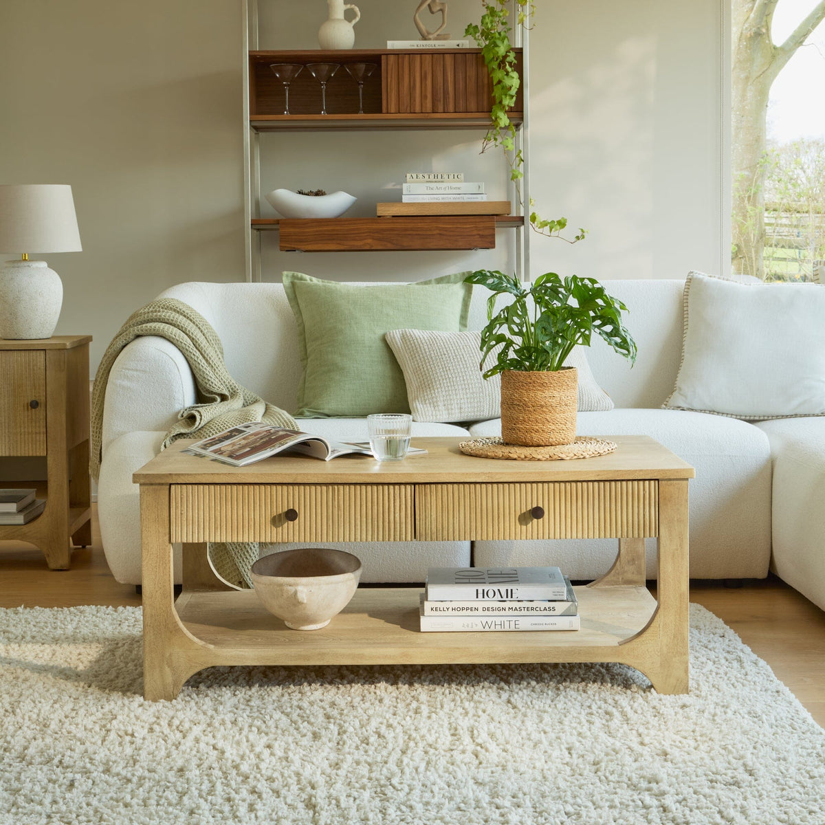 Outlet - Jade Chalked Mango Wood Rectangular Coffee Table