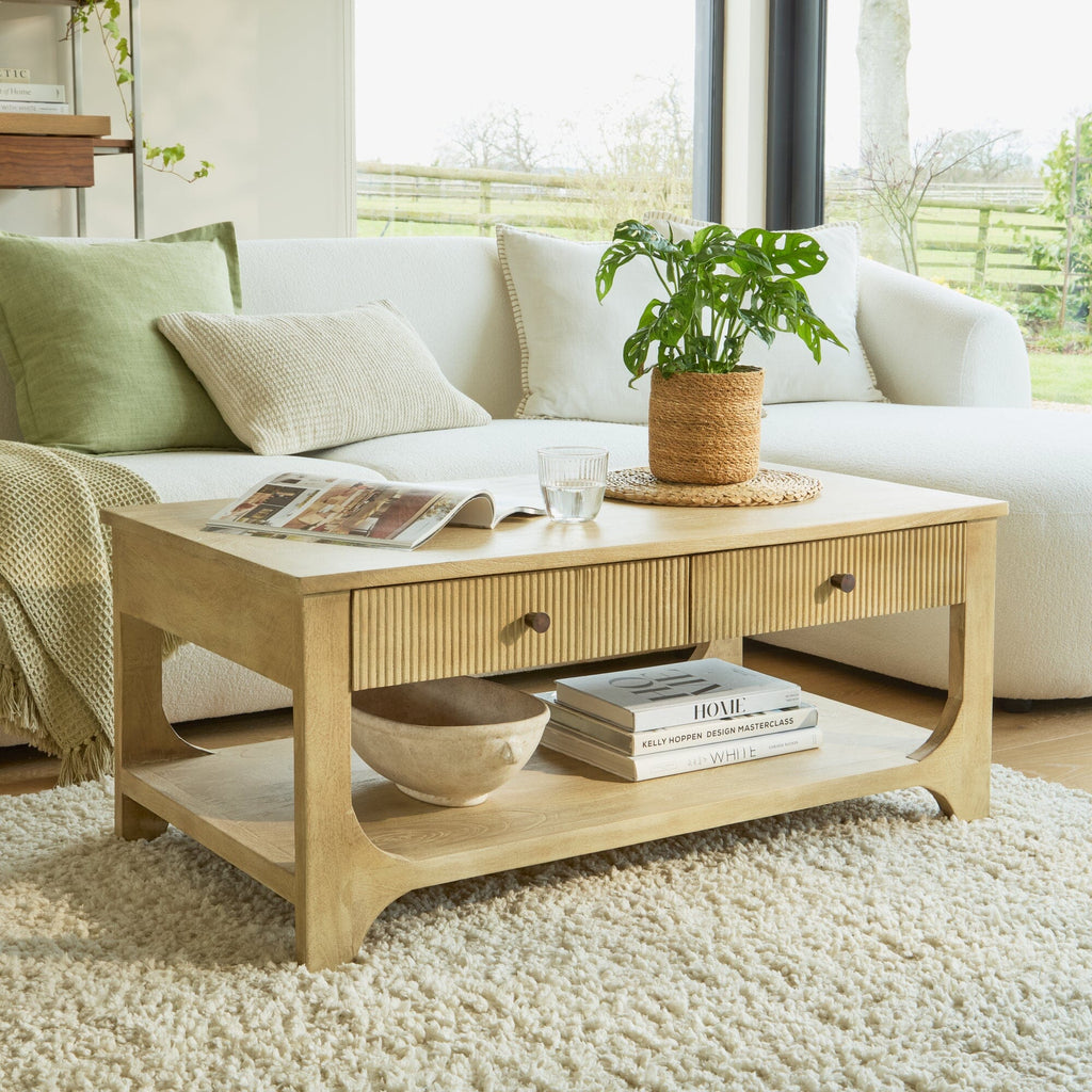 Outlet - Jade Chalked Mango Wood Rectangular Coffee Table