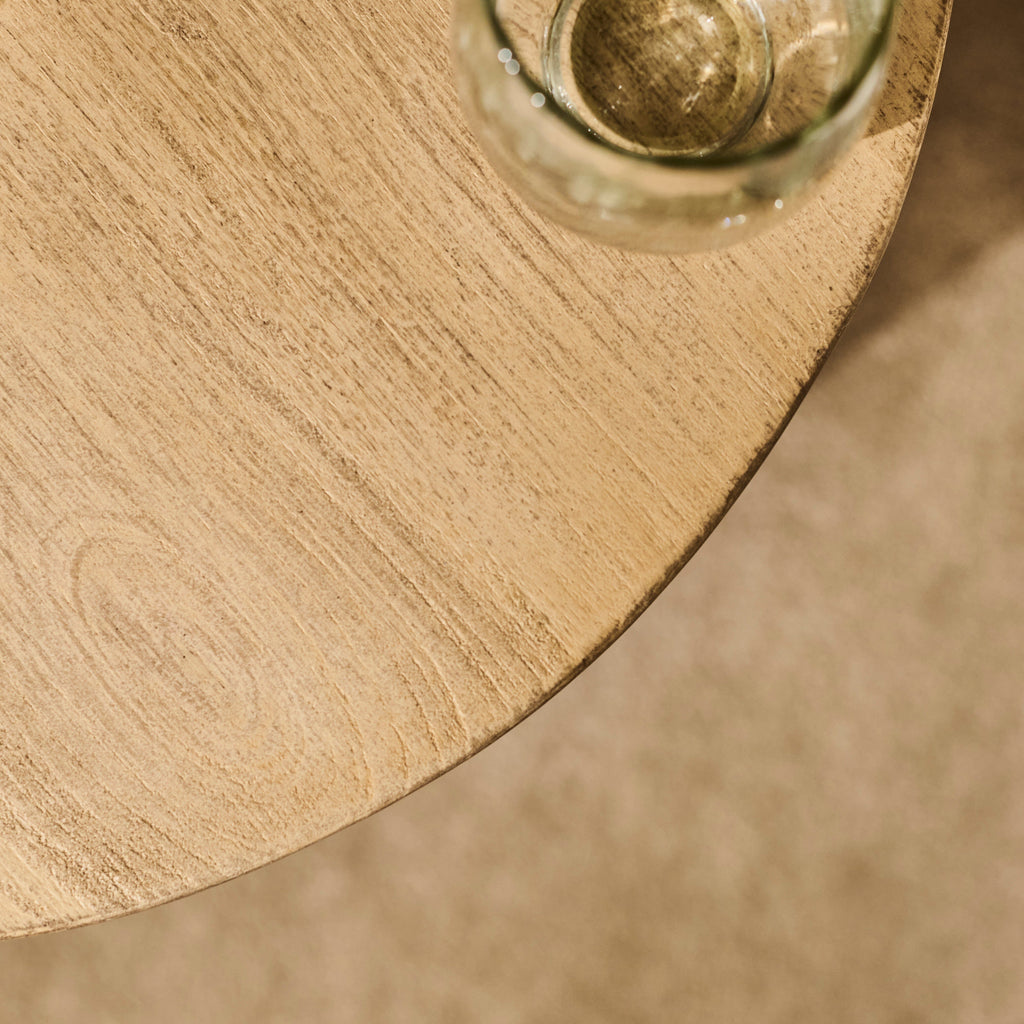 Outlet - Jade Round Side Table - Chalked Mango Wood