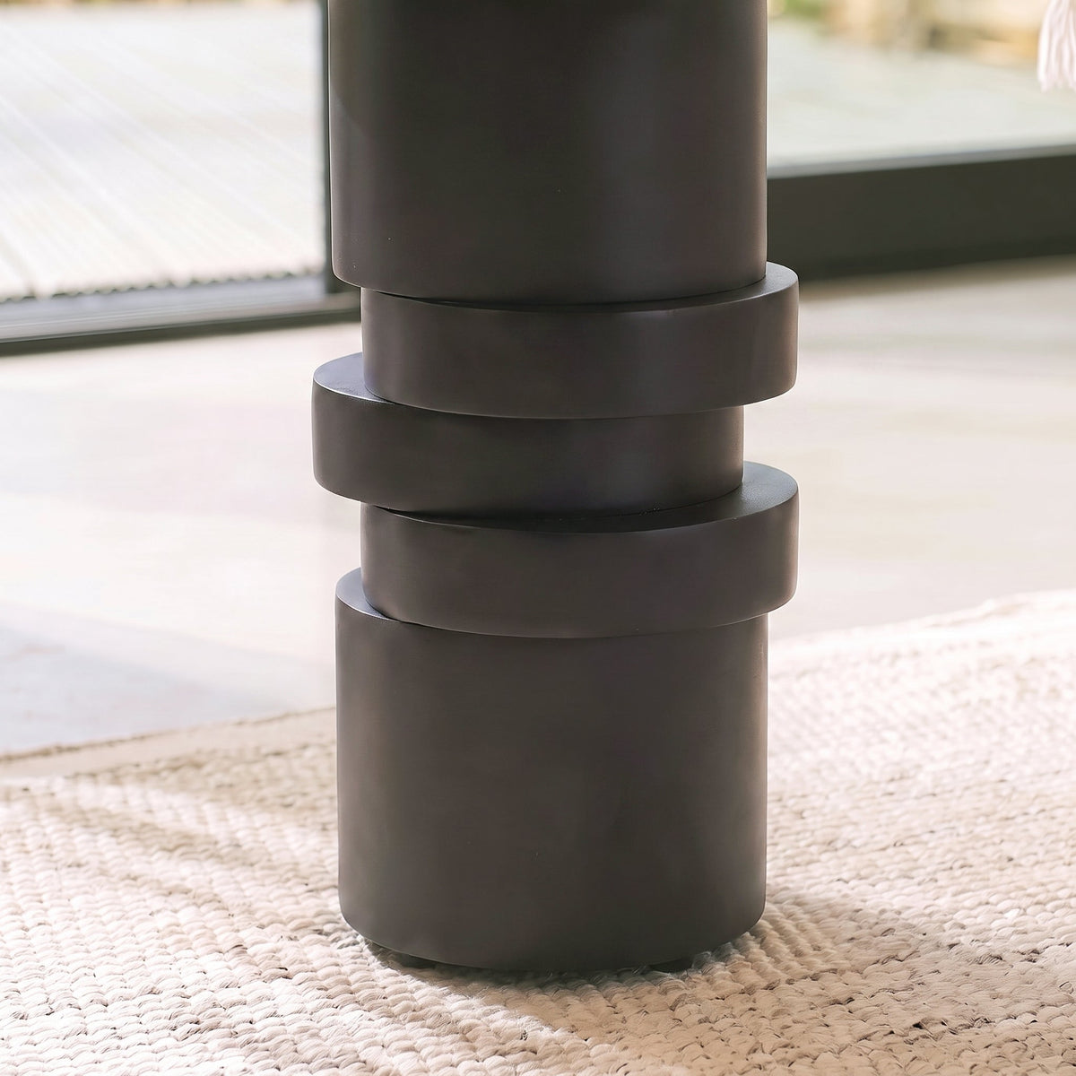 Adam 45cm Jet Black Mango Wood & Black Marble Round Side Table