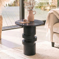 Adam 45cm Jet Black Mango Wood & Black Marble Round Side Table