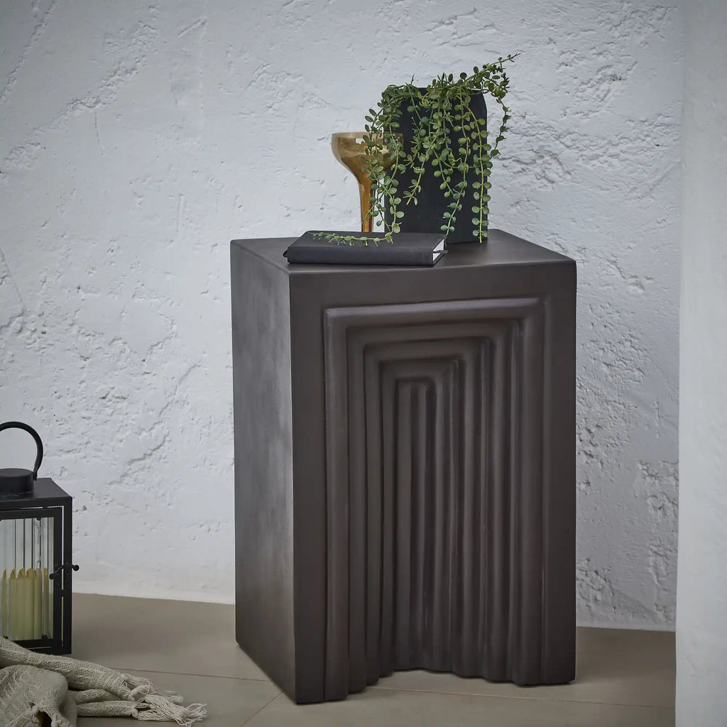 Outlet - Karasi Concrete Rectangular Garden Side Table - Black