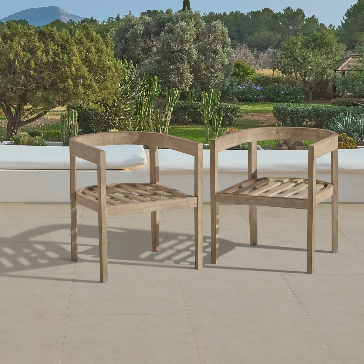 Shiro 6 Seater Wooden Garden Dining Set with 6 Imani Chairs - Whitewash