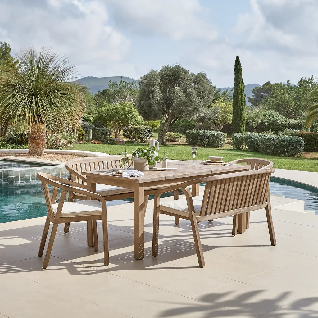 Kuro Wooden Garden Table - Brushed Light Acacia