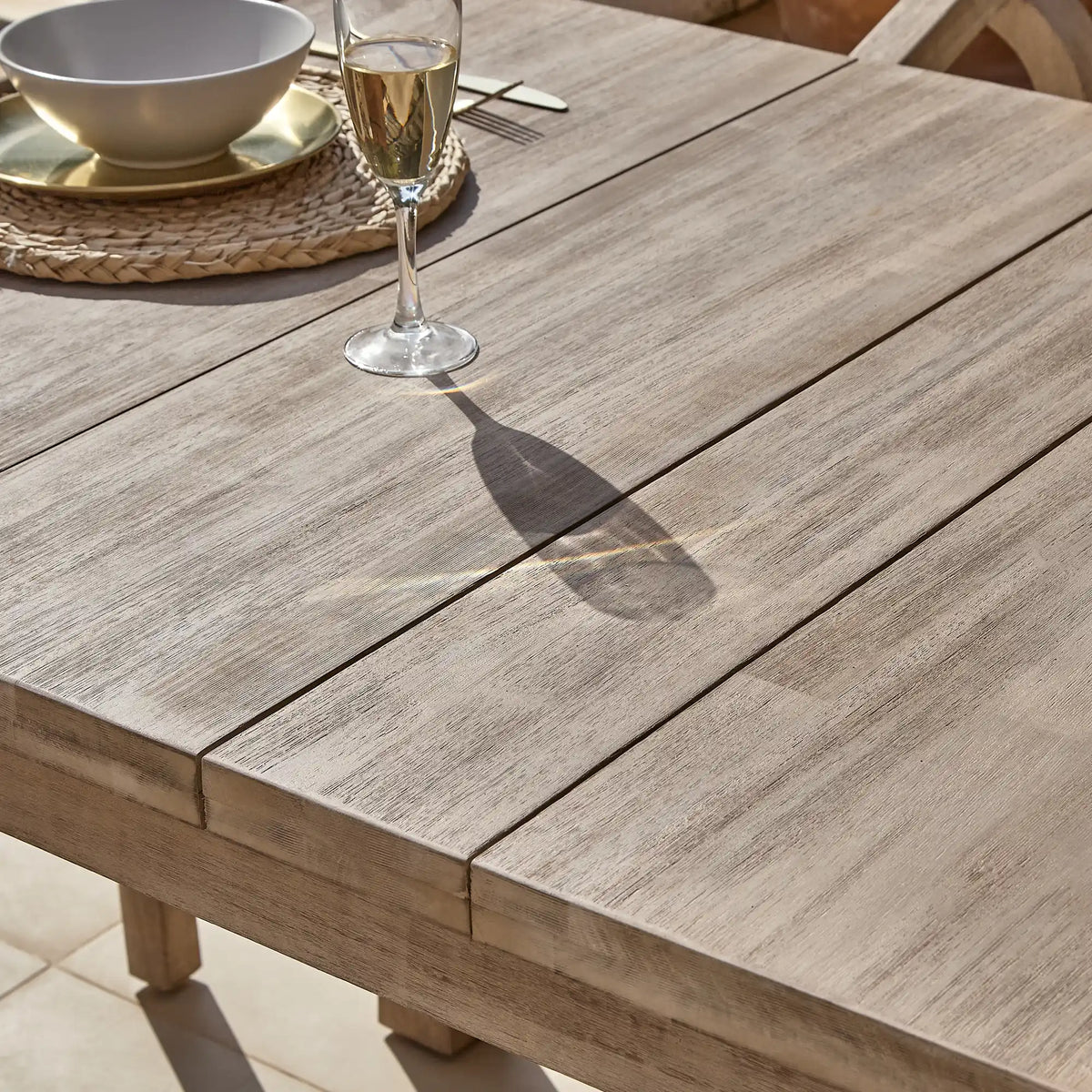 Kuro Wooden Garden Table - Brushed Light Acacia
