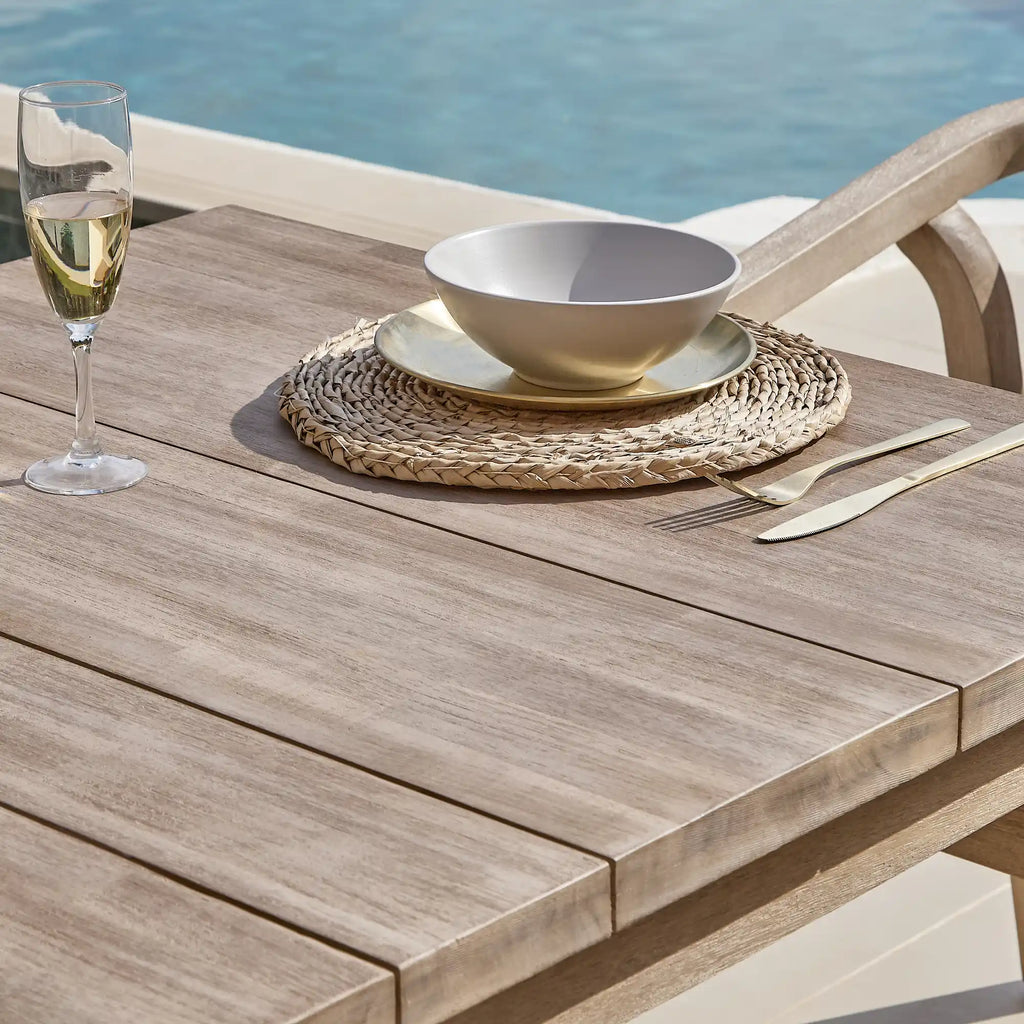 Kuro Wooden Garden Table - Brushed Light Acacia