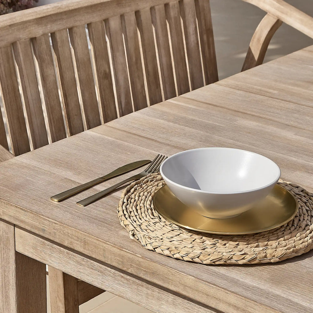 Kuro Wooden Garden Table - Brushed Light Acacia