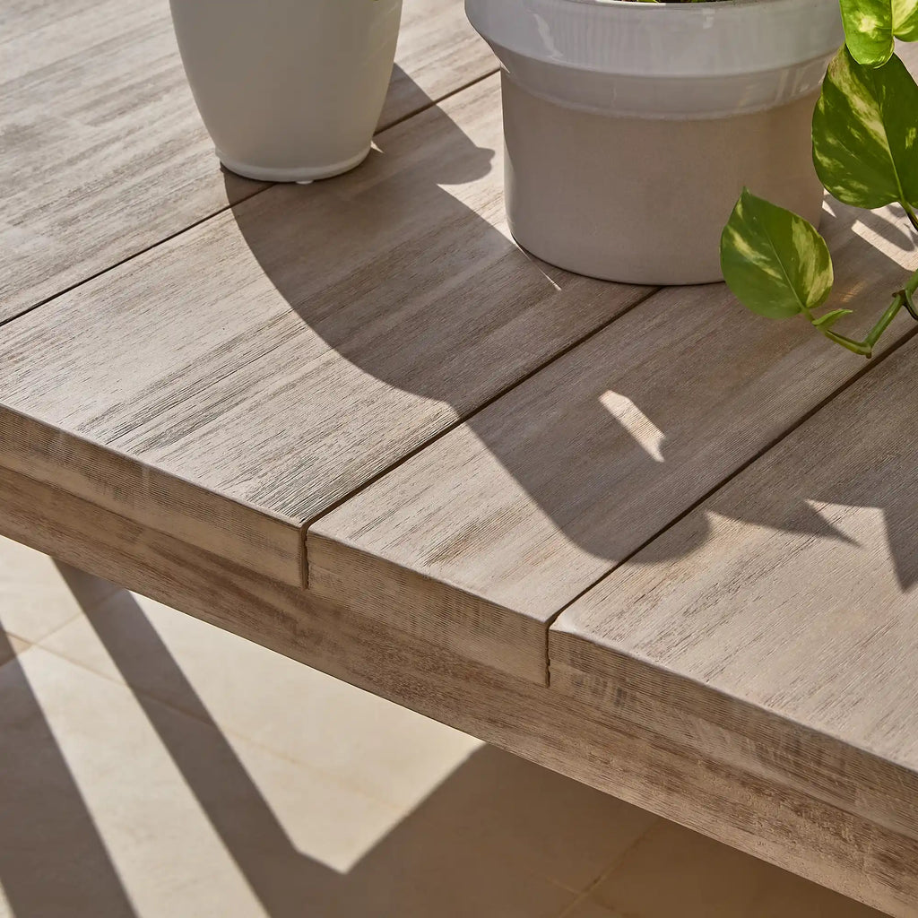 Kuro Wooden Garden Table - Brushed Light Acacia