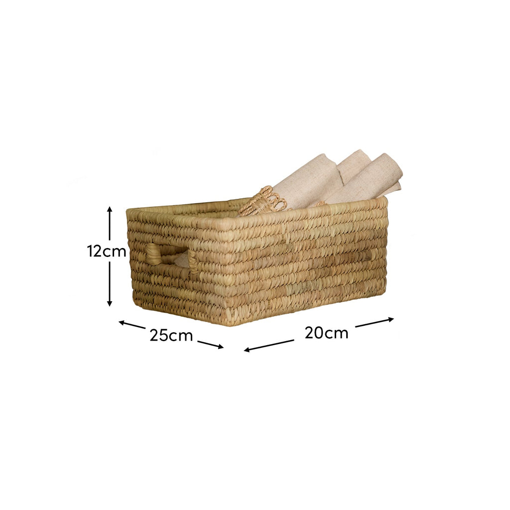 Kasheli 25x20cm Rectangular Basket - Natural Date Leaf
