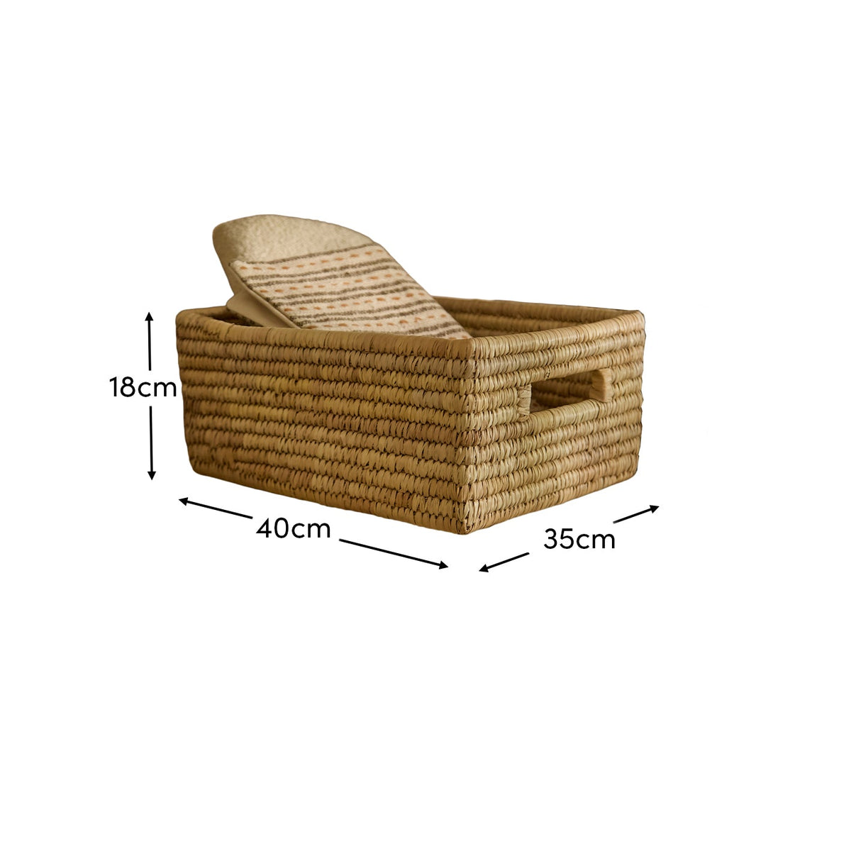 Kasheli 40x35cm Rectangular Basket - Natural Date Leaf