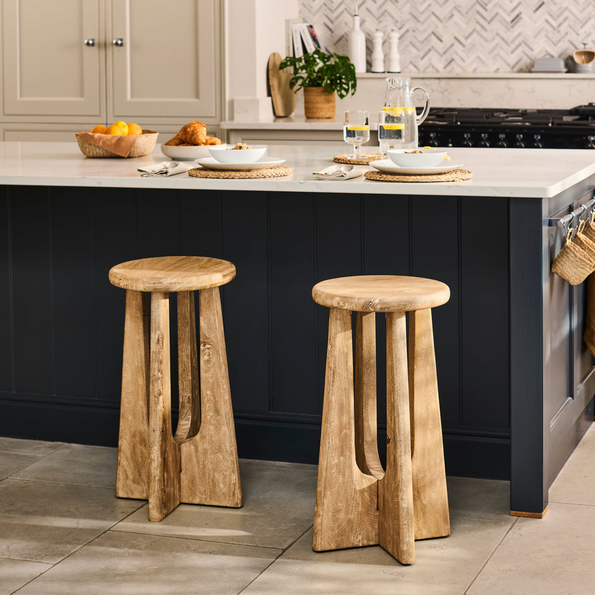 Outlet - Kehlani Chalked Mango Wood Bar Stool