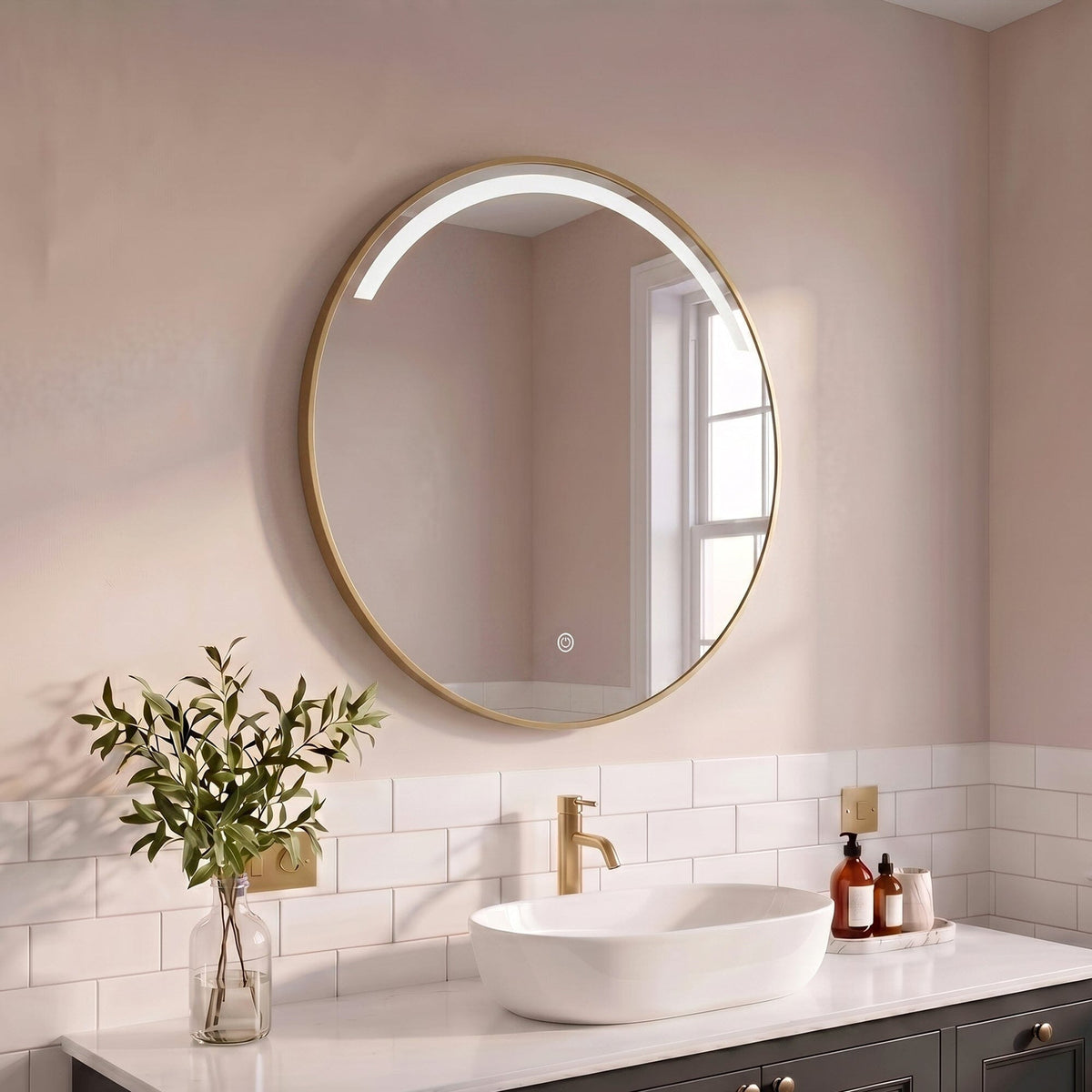Kimbridge 90cm LED Round Bathroom Mirror - Gold