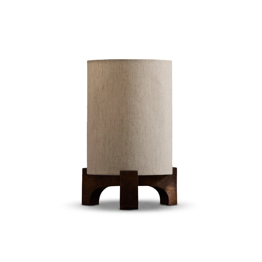 Konduru 30cm Table Lamp - Natural Fabric and Darkened Mango Wood