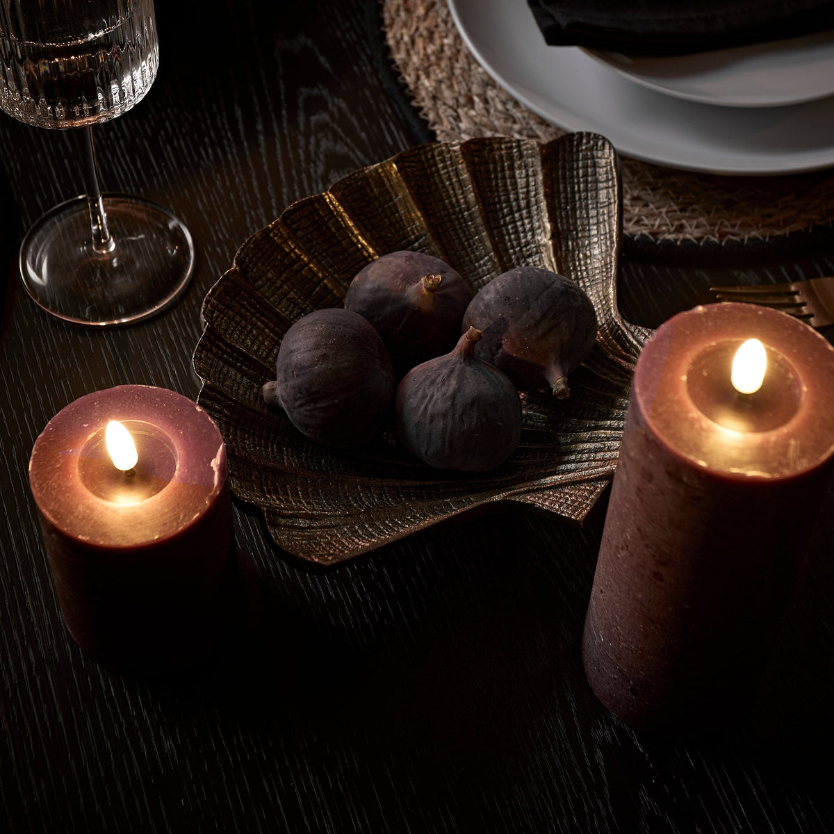 Samsta Battery Pillar Candles - Set of 3 - Burgundy Red