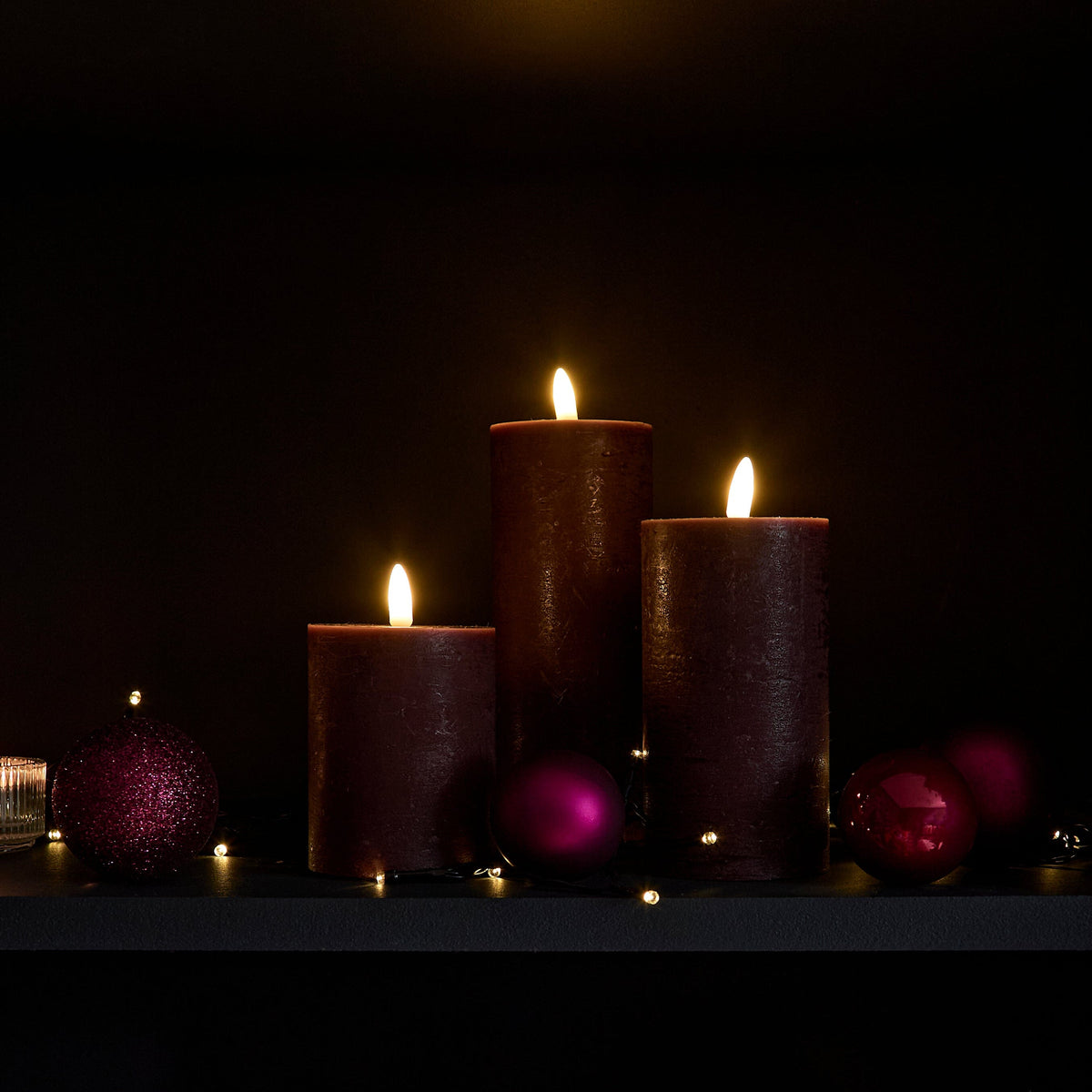 Valen Shatterproof Mixed Baubles - Set of 30 - Burgundy Red