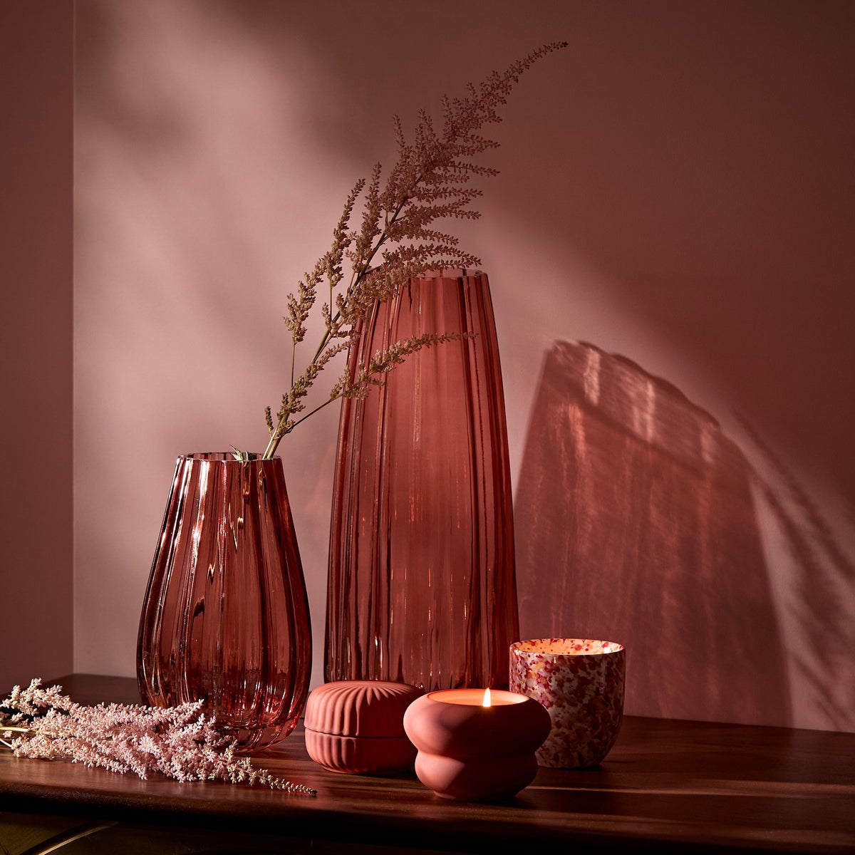 Veneto 29cm Glass Vase - Cerise