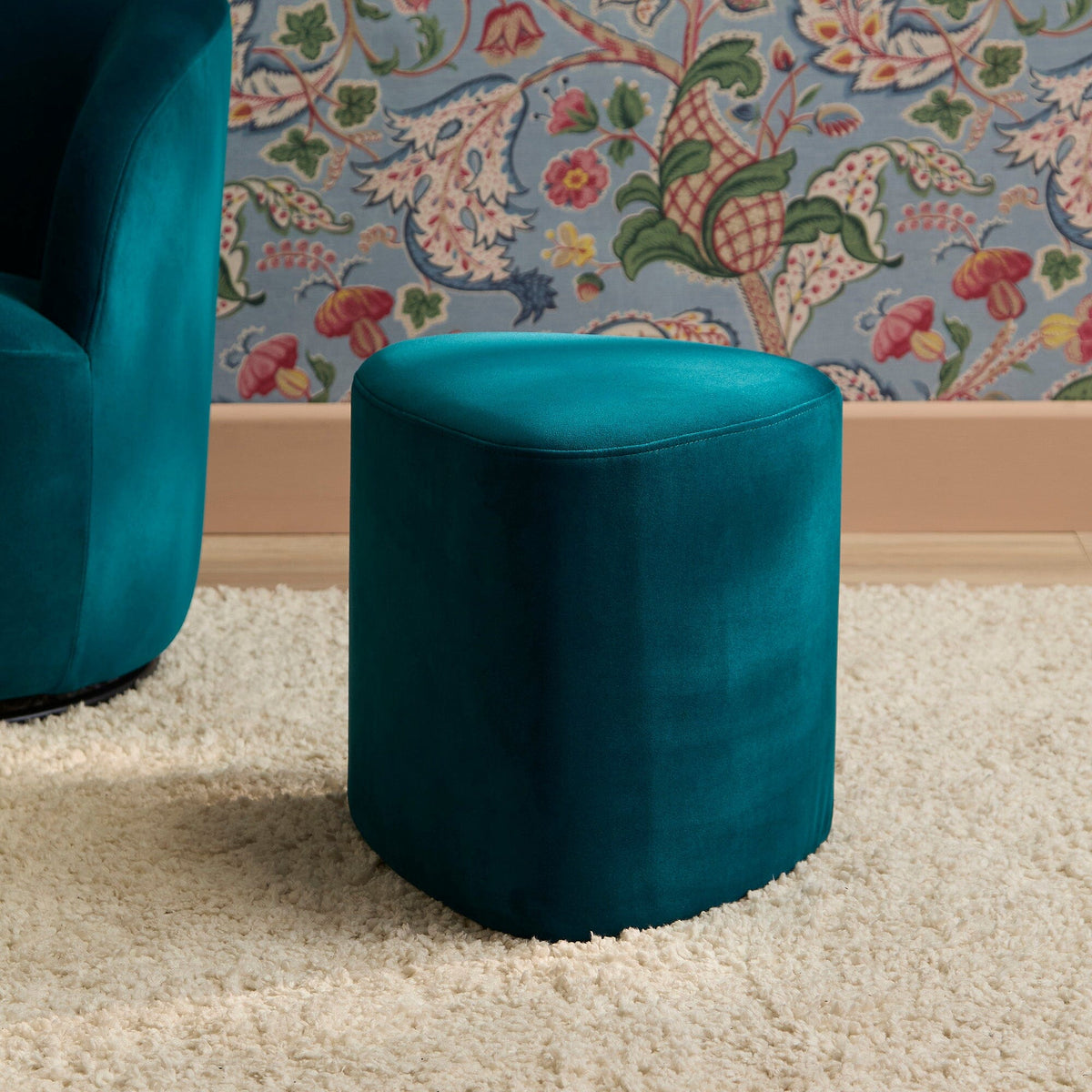 Alder Footstool - Deep Teal