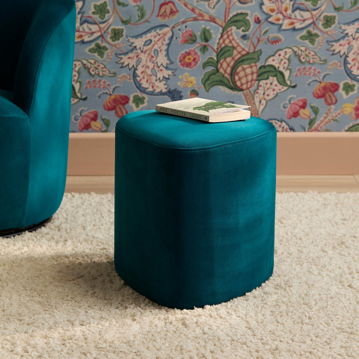 Alder Footstool - Deep Teal