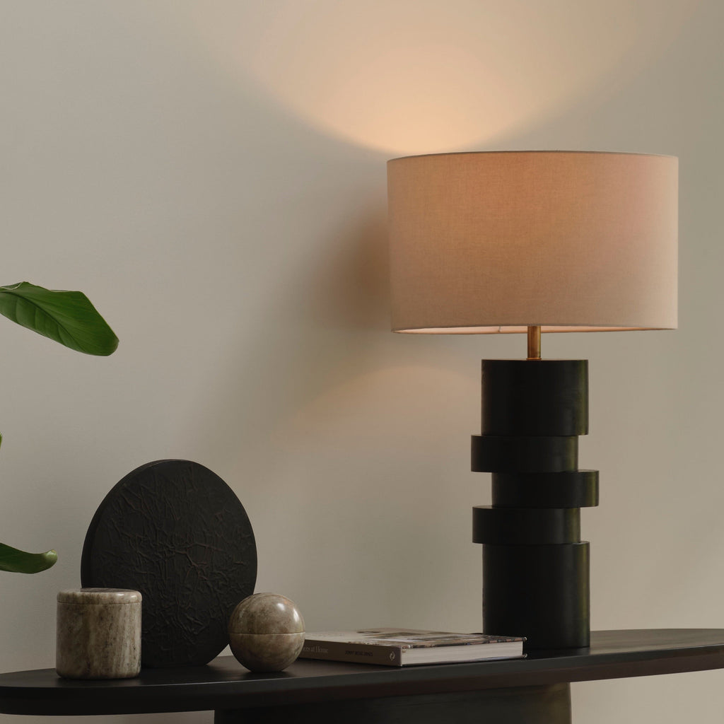 Adam 45cm Table Lamp Base - Jet Black Mango Wood