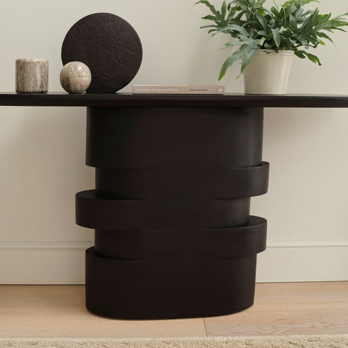 Adam 140cm Jet Black Oval Console Table