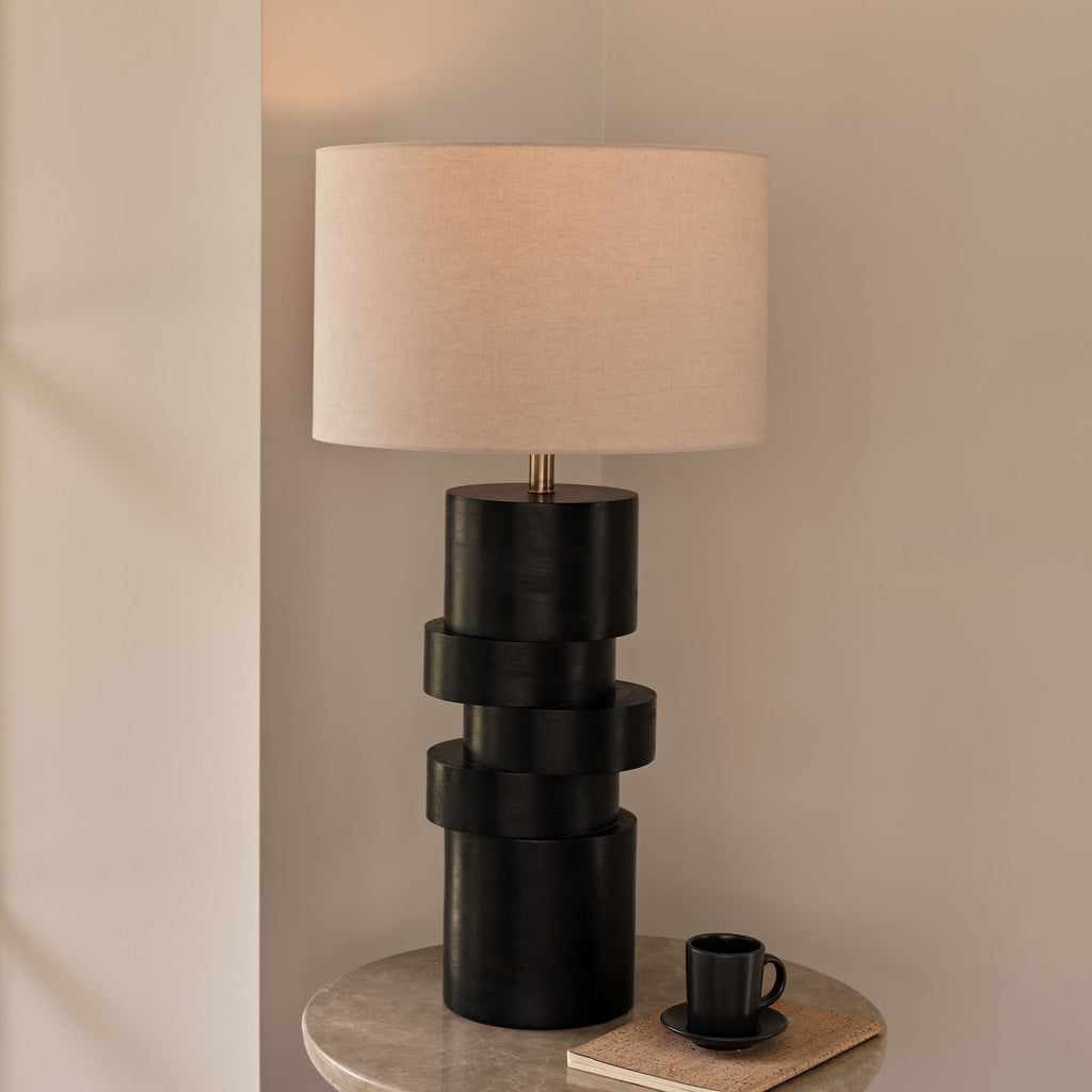 Adam 45cm Table Lamp Base - Jet Black Mango Wood