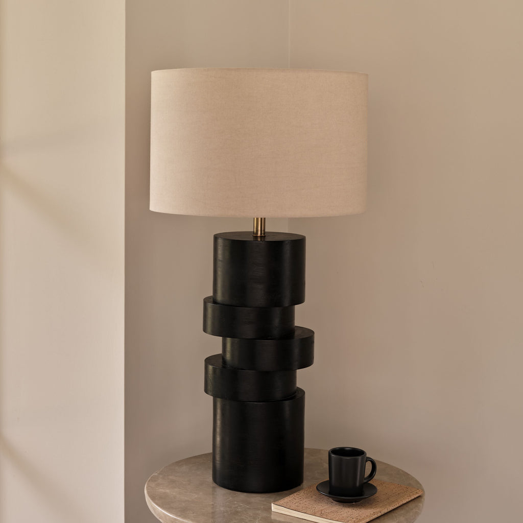 Adam 45cm Table Lamp Base - Jet Black Mango Wood
