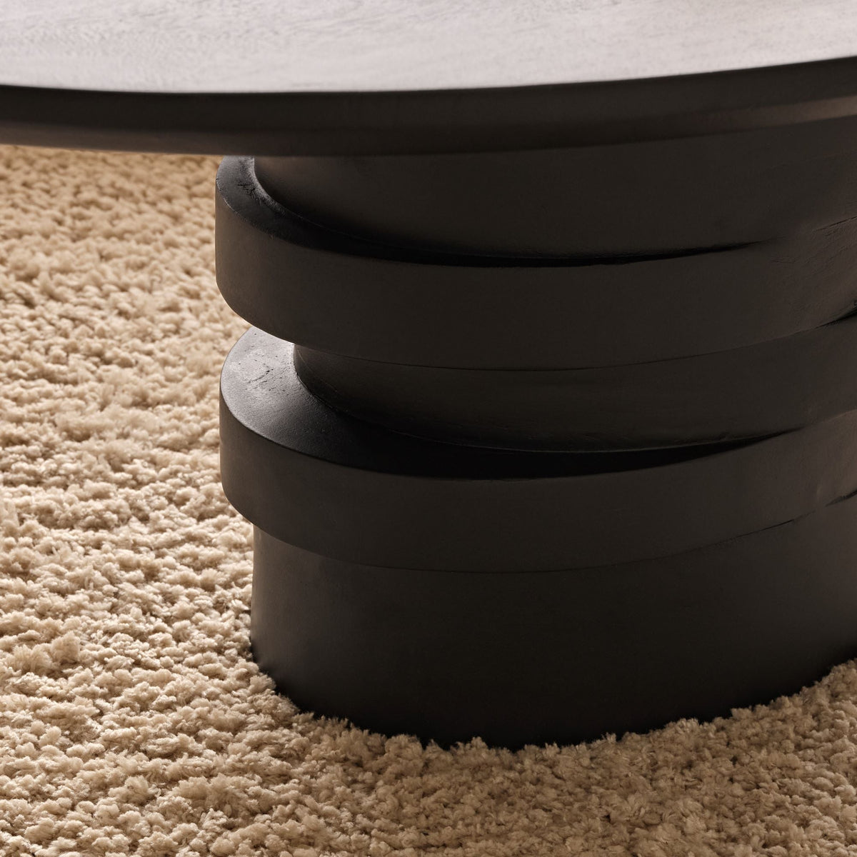 Adam 100cm Oval Jet Black Mango Wood Coffee Table