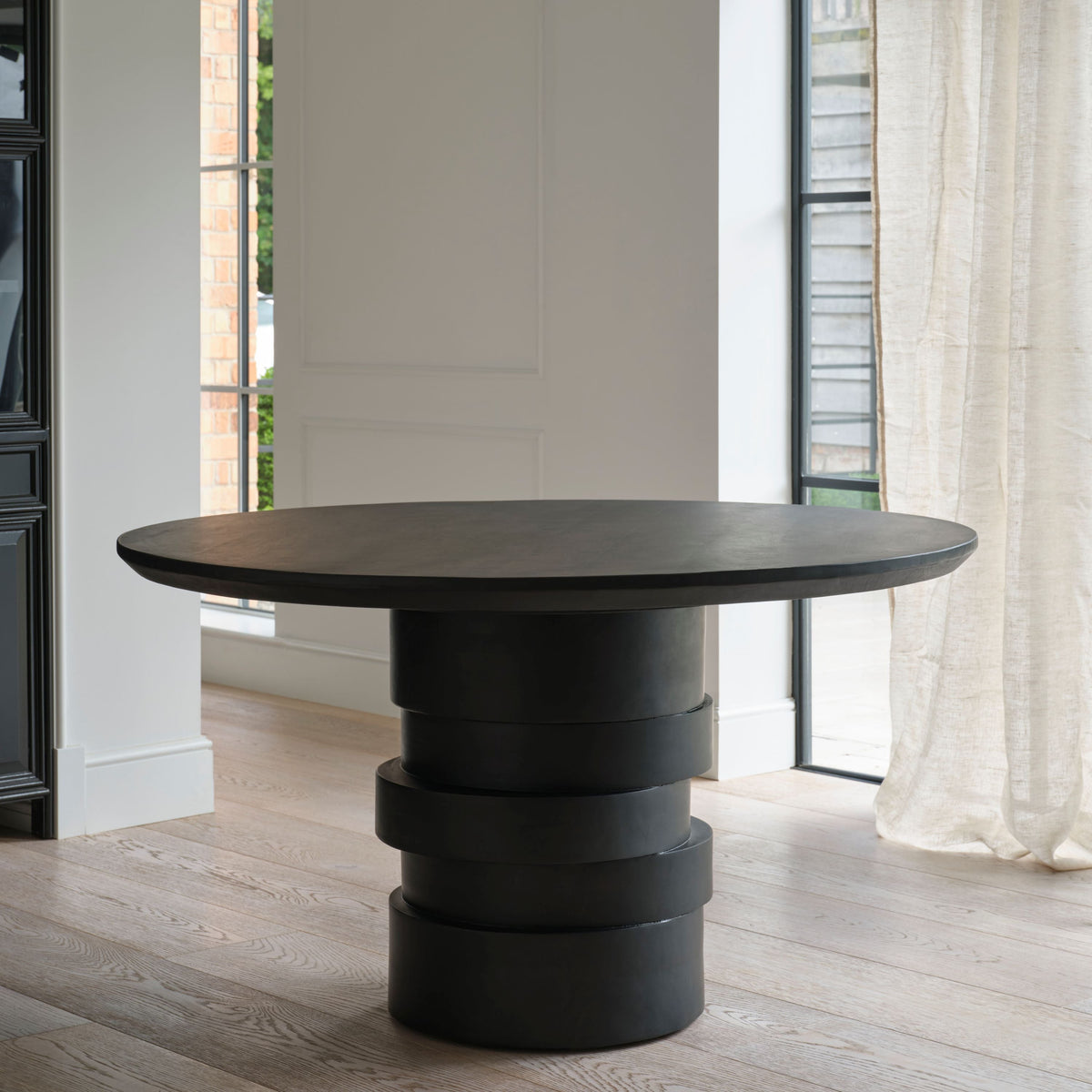 Adam 135cm Jet Black Mango Wood Round Dining Table
