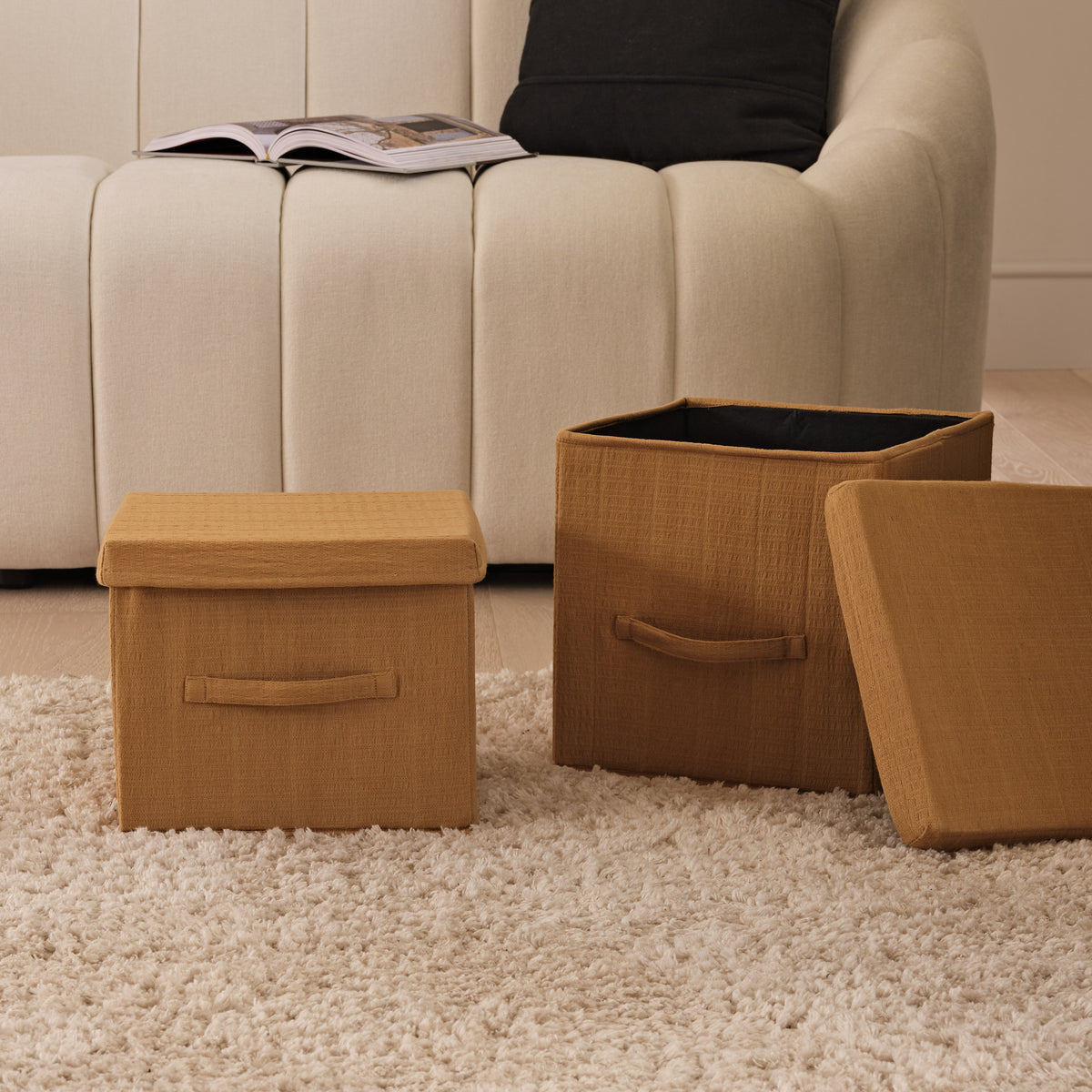 Cara 24cm Basket - Amber Yellow Geometric