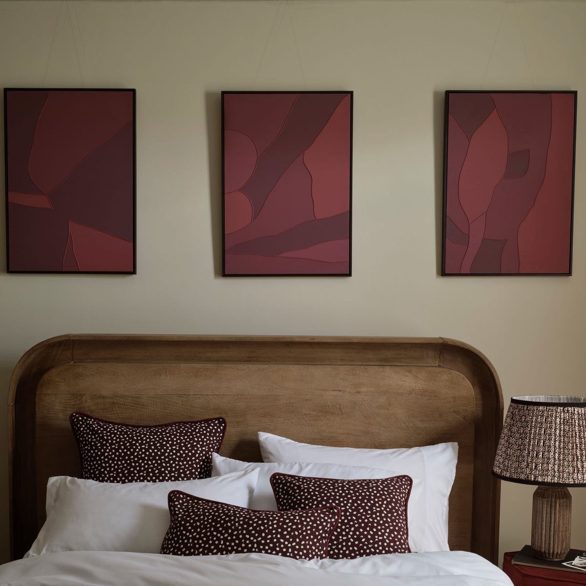 Fray 70x50cm Patchwork Wall Art III - Burgundy