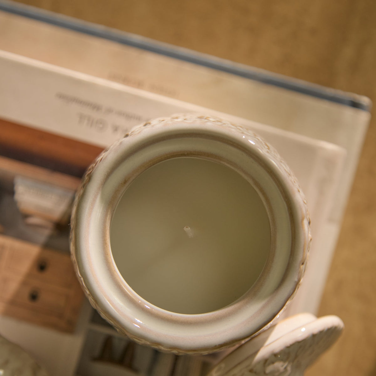Alderney 10cm Lidded Ceramic Sea Salt and Bergamot Candle - Whitewash